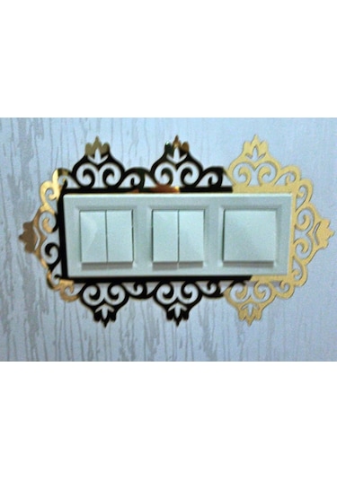 Priz Kenarı için Dekoratif Priz Çerçevesi Priz Süsü Gold-Pleksi-Üçlü