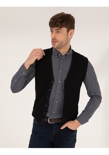 Pierre Cardin Erkek Siyah Triko Yelek 50263175-vr046 Siyah