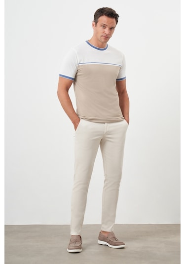 Morven Erkek Taş Yazlık Pileli Slim Fit Chino Pantolon Taş