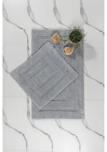 Elart Solid Banyo Halısı Paspas Takımı Pamuklu 2 Adet 60x100 Cm İndigo İndigo
