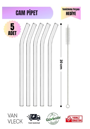 5'li Cam Pipet -1.kalite,dayanıklı Ve Sağlıklı Pipet Yıkanabilir