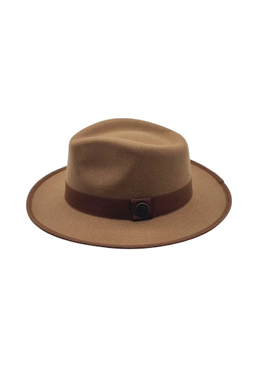 Uniquetrenders Erkek Panama Kaşe Biyeli Fötr Şapka Camel