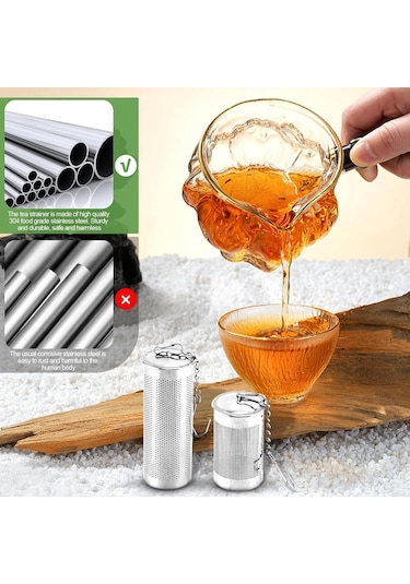 Geeksen Paslanmaz Çelik 4'lü Demlik Filtresi Seti - Büyük Boy Çay Süzmeye Uygun Gümüş