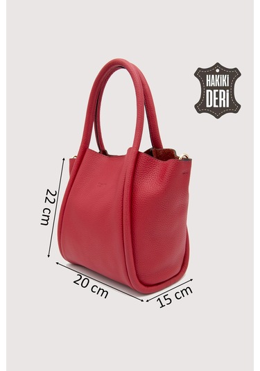 Hakiki Deri Kadın Organizerlı El Çantası Kırmızı Smr9206 Kırmızı