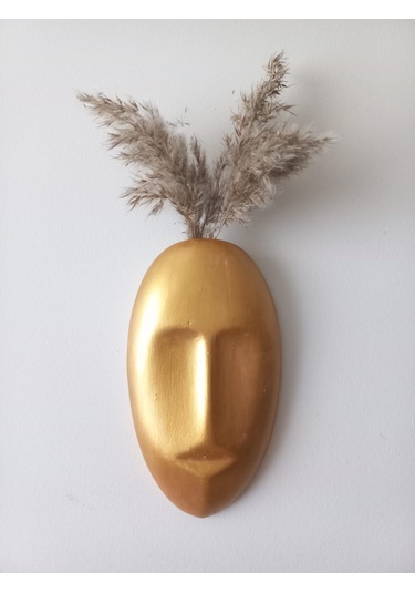 Dekoratif Mask Duvar Vazosu, Duvar Dekoru ,heykel Duvar Süsü,gold