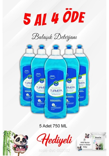 Bulaşık Deterjanı Turmepa 750 Ml 5 Al 4 Öde Ve Rosie Pamuk