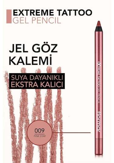 Flormar Işıltılı Kalıcı Göz Kalemi (PEMBE) - Extreme Tattoo Gel Pencil - 009 Pink Star - 8682536041164