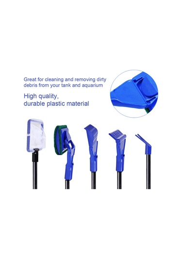 Youmex Akvaryum Temizlik Aleti Seti 5'li: Ağ, Tırpan, Fırça, Alje Tarayıcı Ve Çim Kırpıcı - Plastik Malzeme