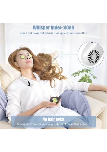 Padalink Taşınabilir Boyun Bağlı Fan, 360 Derece Tam Etki Rüzgar, 3 Hız Seçeneği, 10 Saat Çalışma Süresi, Şarj Edilebilir Plastik