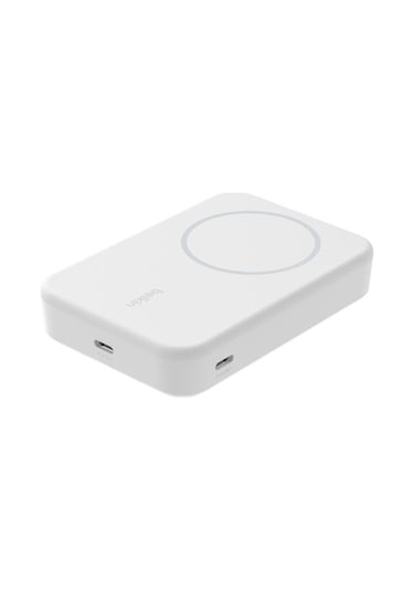 Belkin Bpd008btwt Boostcharge Qi2 15w 10k Magsafe Uyumlu Kablosuz Powerbank Beyaz siyah