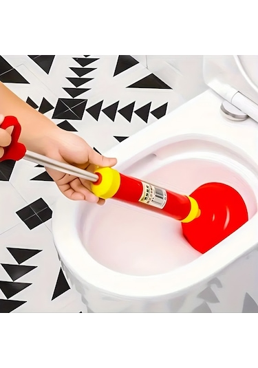 Klozet Ve Lavabo Açma Pompası Güçlü Vantuzlu Tıkanıklık Giderici, Dayanıklı Saplı Kırmızı