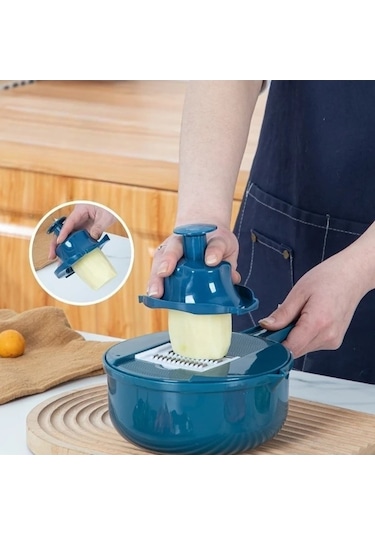 Trendooze Gaojunshop01 Mavi 11 İ 1 Ağır Hizmet Mutfak Robotu Dilimleyici Doğrayıcı Rende Mavi Ev Yemeği Hazırlama Aracı mavi