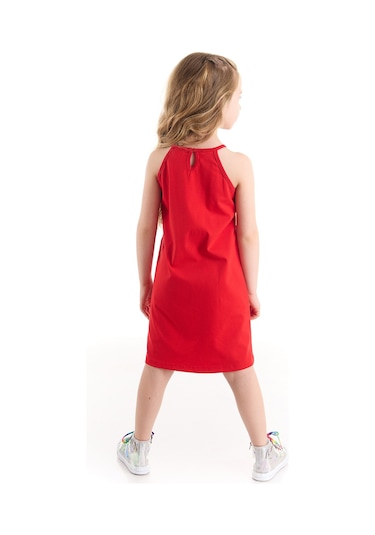 Denokids Unicorn Love Kız Elbise Kırmızı