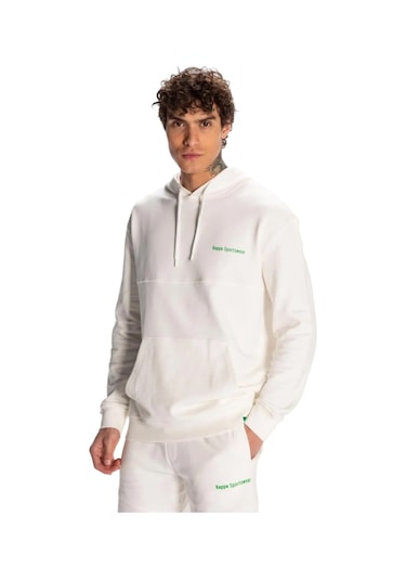 Kappa Authentic Theo Erkek Beyaz Regular Fit Hoodie Beyaz