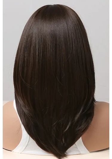 Caş Dekorasyon Kahverengi Kahküllü Katlı Kesim Peruk Kahverengi