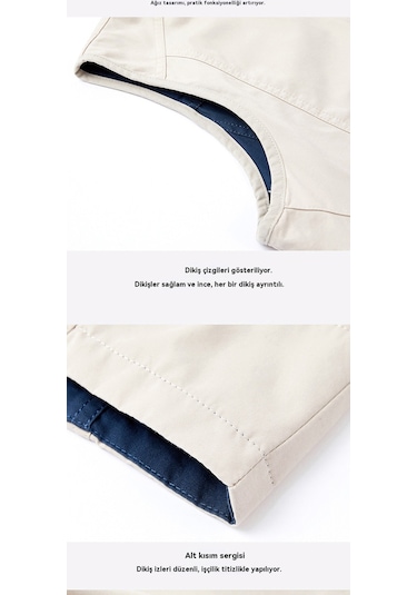 Çift Taraflı Çok Cepli, Bol Dik Yakalı Yelek Yeşil