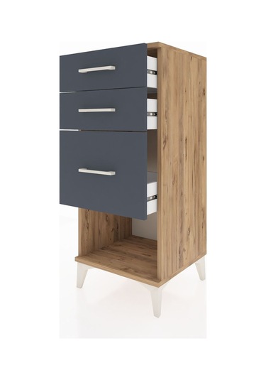 Hyperion Komodin 3 Çekmeceli 44x44x106 Çam-antrasit Çam