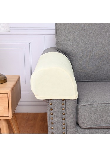 Gajeena Ev Kullanıma İçin Yıkanabilir, Kaymaz, Dört Mevsim Uygun, Esnek Polyester Koltuk Kol Koruması 1 Çift + 10 Adet Çivi, Bej Rengi Bej