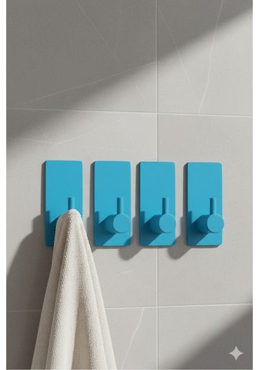 4 Lü Askılık Havlu Askısı, Bornoz Askısı, Kapı Arkası, Duvara Monte, Dayanıklı Malzeme, Beyaz 63 Beyaz