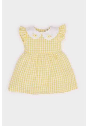 DeFacto Kız Bebek Bebe Yaka Kareli Kısa Kollu Poplin Yazlık Elbise C4536A525SMYL142 DeFacto Kız Bebek Bebe Yaka Kareli Kısa Kollu Poplin Yazlık Elbise C4536A525SMYL142