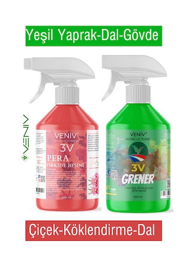 3v Pera Orkide Besini + 3v Grener Yeşil Yaprak-dal-kök 500 Ml
