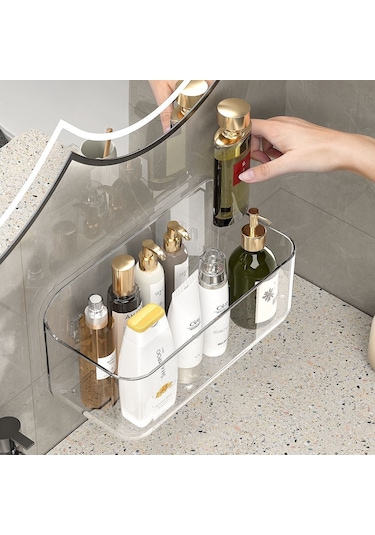 Yunboo Banyo Duş Suyu Akıtmalı Sabitlenmeyen Duvar Rakusu - Sabun Kosmetik Depolama İçin Plastik Hafif Tasarım Beyaz Küçük Boy Diğer