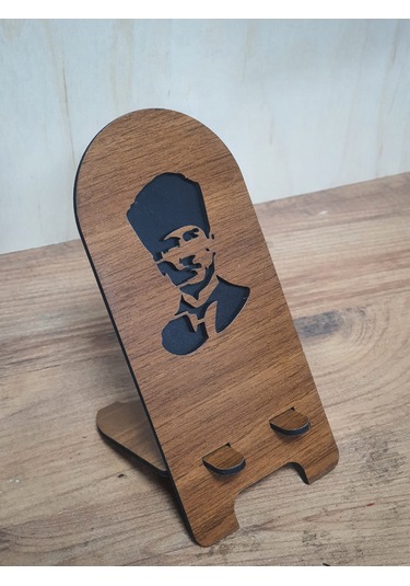 2 Adet Ahşap Atatürk Telefon Tutucu Masaüstü Telefon Stant