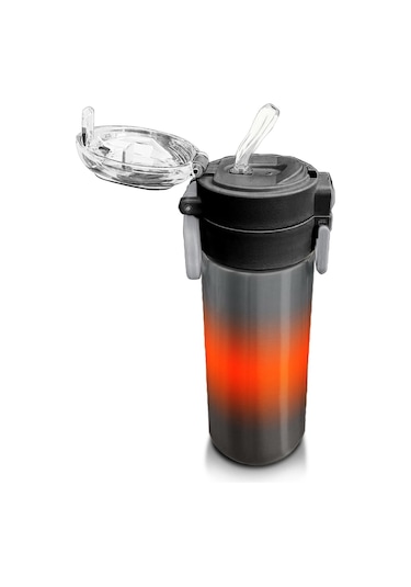 Coral High Kids Gri Turuncu Renk Geçişli Pipetli Ve Direkt İçim Çelik Termos 500 Ml 31949 Turuncu - Beyaz