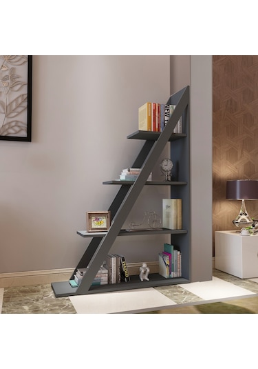 Arnetti Arven 4 Raflı Modern Kitaplık, Antrasit - Arven
