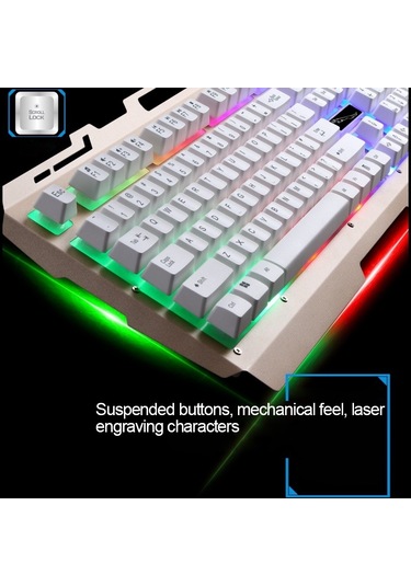 Chasing Leopard G700 Usb Rgb Arka Işıklı Kablolu Optik Oyun Fare Ve Klavye Seti, Klavye Kablolu Uzunluğu: 1.35m, Fare Kablolu Uzunluğu: 1.3m Beyaz Optik