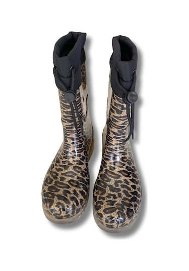 Konçlu Kadın Yağmur Çizmesi 36-40 Leopar Leopar