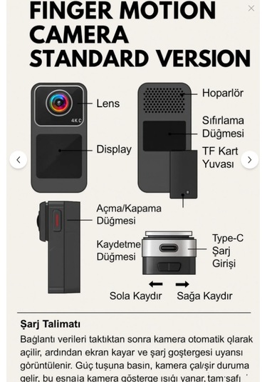 Saw1 Pro 4k Aksiyon Kamerası Wi-fi Bağlantı Dokunmatik Lcd 6 Eksenli Jiroskoplu Dengeleme