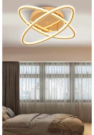 Star Gold 2li Kumandalı Ve Dimerli Beyaz, Sarı, Gün Işığı Ledli Plafonyer Avize Sb-ld-503 Krom