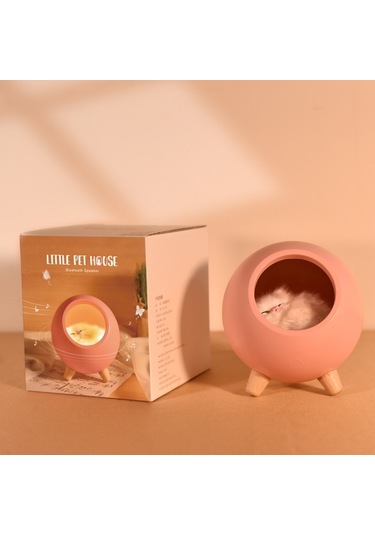 Yeiuyi7 Kedi Bebek İle Yatak Odası Dekorasyon Kedi Evi Şekli Gece Lambası Pembe