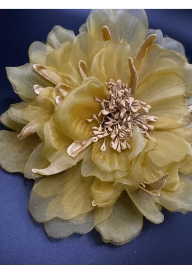 Amely Rid Kumaştan Büyük Çiçek Fiyonk Broş Tokalı 256858408 Hardal Rengi