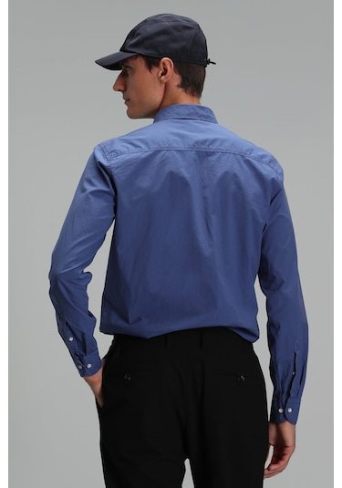 Lufian Makro Erkek Smart Gömlek Comfort Slim Fit Açık Lacivert