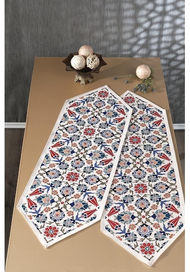 Çeyiz Diyarı Safiye 2li Lüks Runner 45x140 Cm Çok Renkli
