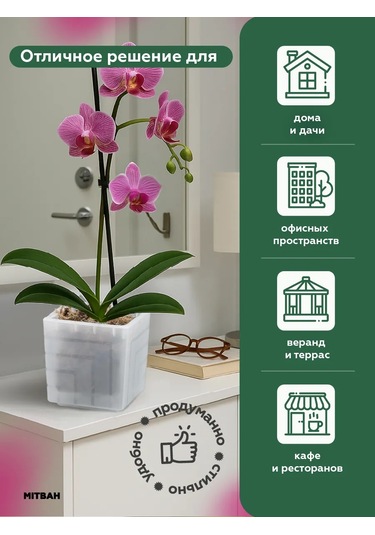 Mıtbah Şeffaf Kare Orkide Saksısı, 2 Adet, 1,2 L 399165392