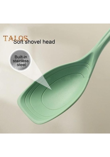 Siyah 2 Adet/takım Büyük Silikon Aşçılık Kaşık Spatula Seti Yapışmaz Oluklu Katı Kaşık Seti Asılı Delik Tasarımı Isıya Dayanıklı Kaşık Mutfak Eşyaları