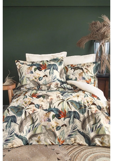 Spasso %60 Tencel Lyocell %40 Pamuk Dijital Saten Nevresim Takımı Aile Seti