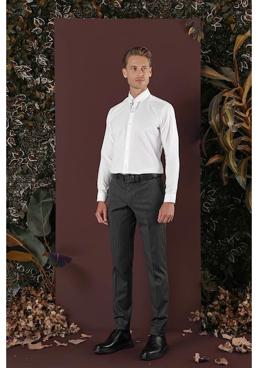 P 1134 Slim Fit Füme Spor Pantolon Füme