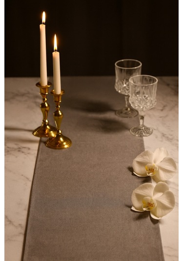 Gri Şık Masa Runnerı 50x150 Cm Modern Ve Zarif Masa Örtüsü Runner Gri