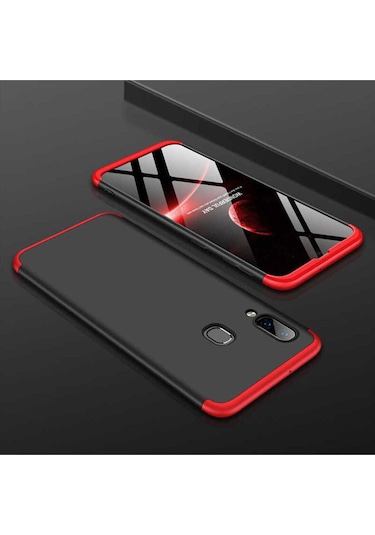 Samsung Uyumlu Galaxy A20 Kılıf Zore Ays Kapak Siyah-Kırmızı