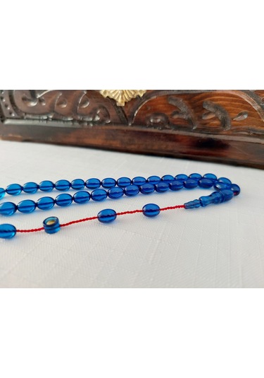 Soma Tesbih Mavi Bilek Boy Ateş Kehribar Tesbih 6 x 8