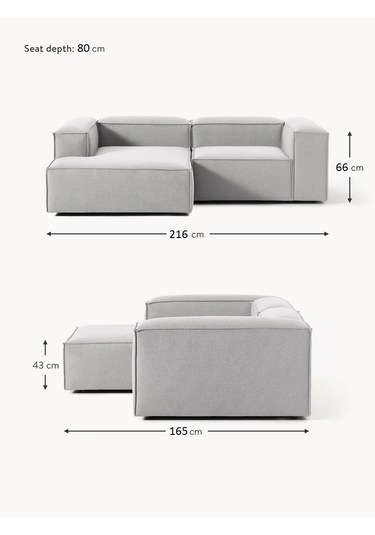 Most Mollis Plus Sol Köşe 2 Modül Köşe Koltuk 32 Gri Keten Kumaş