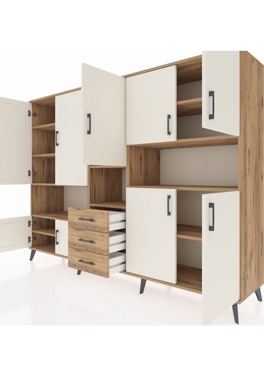 Hyperion Dolap 13 Raflı 3 Çekmeceli 9 Kapaklı 220x44x163 Çam-ayta Çam-aytaşı/çam