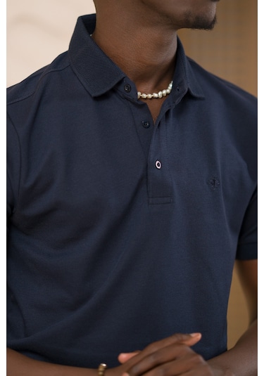 Paul Martin Örme Polo Yaka Regular Fit Pamuklu Ve Likralı T-shirt Lacivert