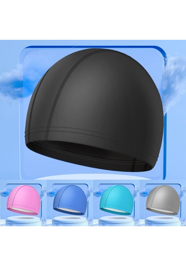 Göl Mavisi Yüksek Elastik Unisex Yüzme Bonesi Uzun Kısa Saç Düz Renk Yüzme Bonesi Mavi