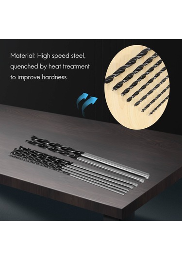 Sointeresting 7 Parça X Uzun Ahşap Matkap Ucu Seti 4mm 5mm 6mm 7mm 8mm 10mm 12mm X 300mm Brad Noktası