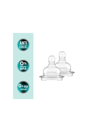 Mamajoo Anti-kolik Biberon Emzikleri 12ay+, Yoğun Akışlı, 2li Paket